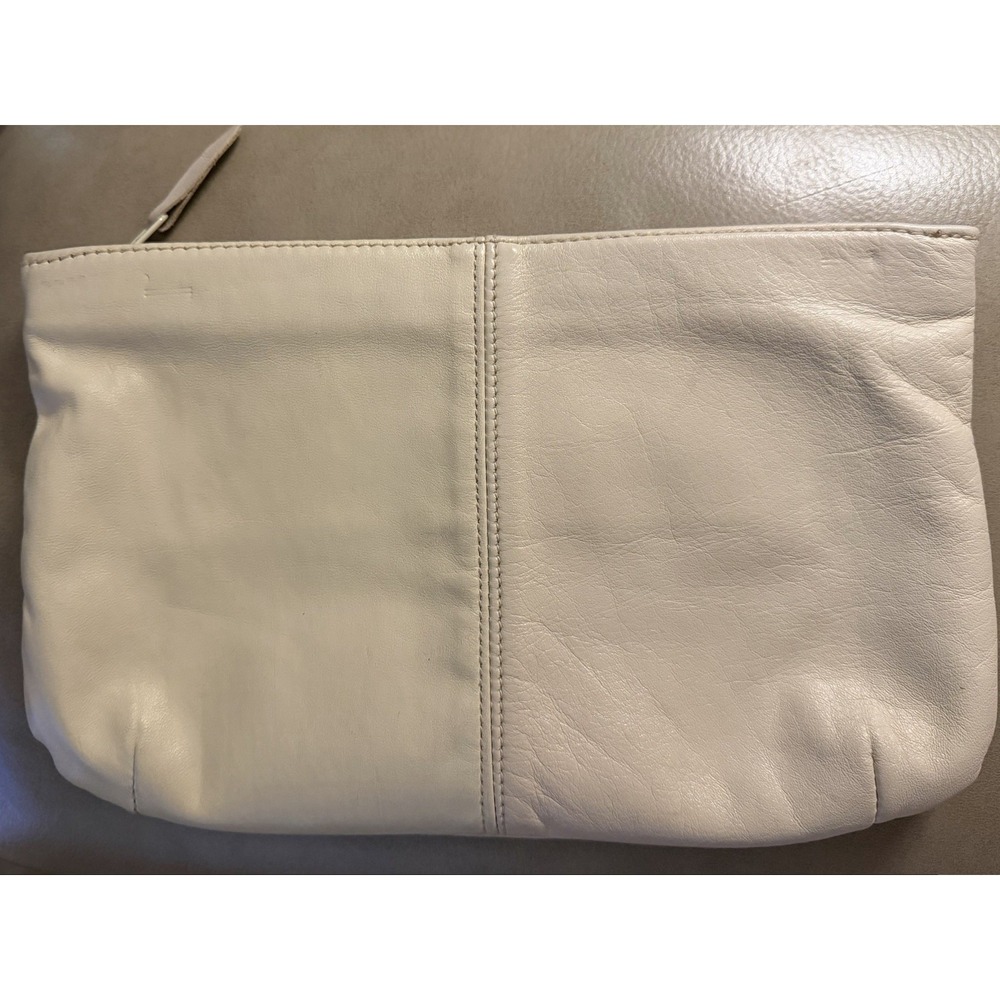 Antonia Designs Beige Leather Clutch Purse Vintage, 11" x 7" - Picture 2 of 3